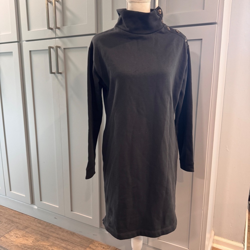 Fat Face Womens Phantom Black Funnel Neck Button Shoulder Sweatshirt Dress 6